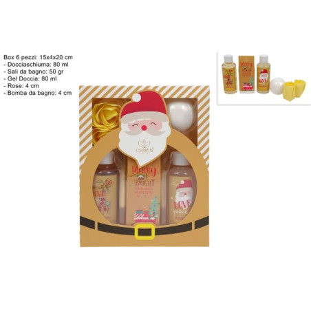 SET DA BAGNO 4PZ CONF. REG. BABBO N. ORO EAN 8053482402178 INGROSSO OGGETTISTICA NATALIZIA