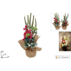 PIANTINA NATALIZIA 35CM C/12 LED 2 ASS. EAN 8053482356501 INGROSSO FIORI FINTI NATALIZI