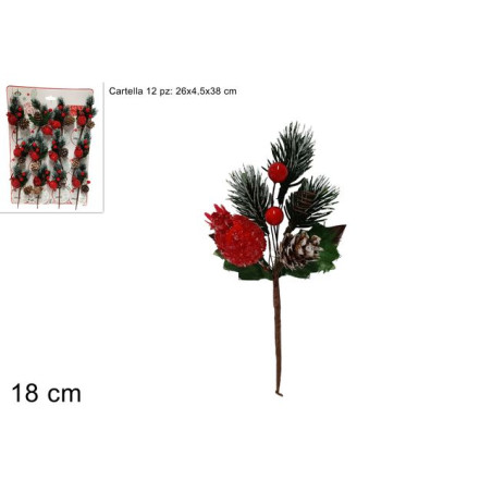 SPILLONE BACCHE C/PIGNE E MELOGRANO EAN 8033113643095 INGROSSO FIORI FINTI NATALIZI
