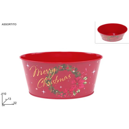 VASO OVALE IN LATTA 22X13X10 ASS EAN 8053482374475 INGROSSO CESTI NATALIZI