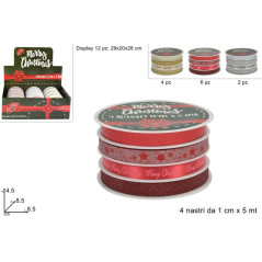 NASTRI 1CM X5MT 4PZ 3COL. EAN 8033113942556 INGROSSO NASTRI NATALIZI