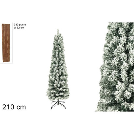 ALBERO NATALE SLIM INNEVATO 210CM 380 PU EAN 8053482102481 INGROSSO ALBERI DI NATALE
