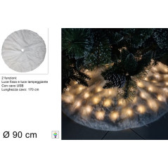 TAPPETO ALBERO PELLIC. BIAN. 90CM C/LED EAN 8053482252018 INGROSSO ALBERI DI NATALE