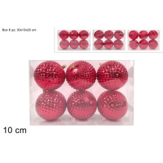 PALLE 10CM 6PZ ROSSE 3ASS IN PVC EAN 8053482406602 INGROSSO PALLINE DI NATALE