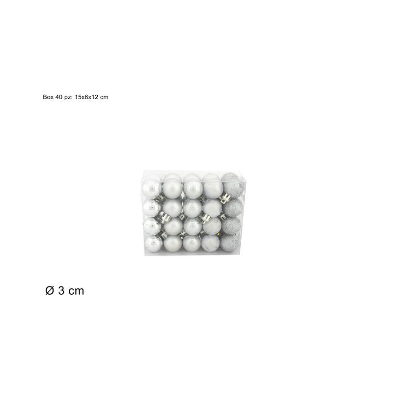 PALLE 3CM 40PZ SILVER EAN 8053482133430 INGROSSO PALLINE DI NATALE