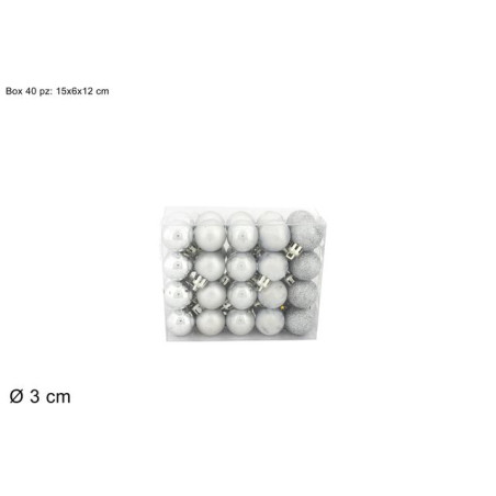 PALLE 3CM 40PZ SILVER EAN 8053482133430 INGROSSO PALLINE DI NATALE
