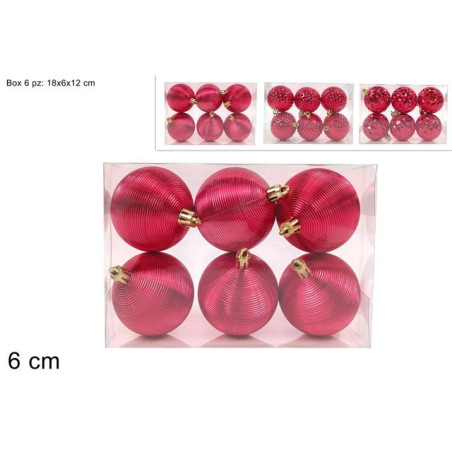 PALLE 6CM 6PZ ROSSE 3ASS IN PVC EAN 8053482406589 INGROSSO PALLINE DI NATALE