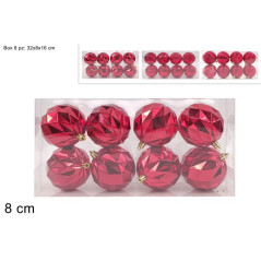 PALLE 8CM 8PZ ROSSE 3ASS IN PVC EAN 8053482406596 INGROSSO PALLINE DI NATALE