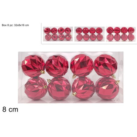 PALLE 8CM 8PZ ROSSE 3ASS IN PVC EAN 8053482406596 INGROSSO PALLINE DI NATALE