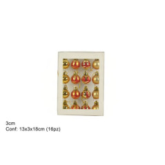 PALLINE 3CM SET 16PZ DECORATE ORO ROSSO EAN 8033113937439 INGROSSO PALLINE DI NATALE