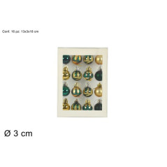 PALLINE 3CM SET 16PZ DECORATE VERDE ORO EAN 8053482034904 INGROSSO PALLINE DI NATALE