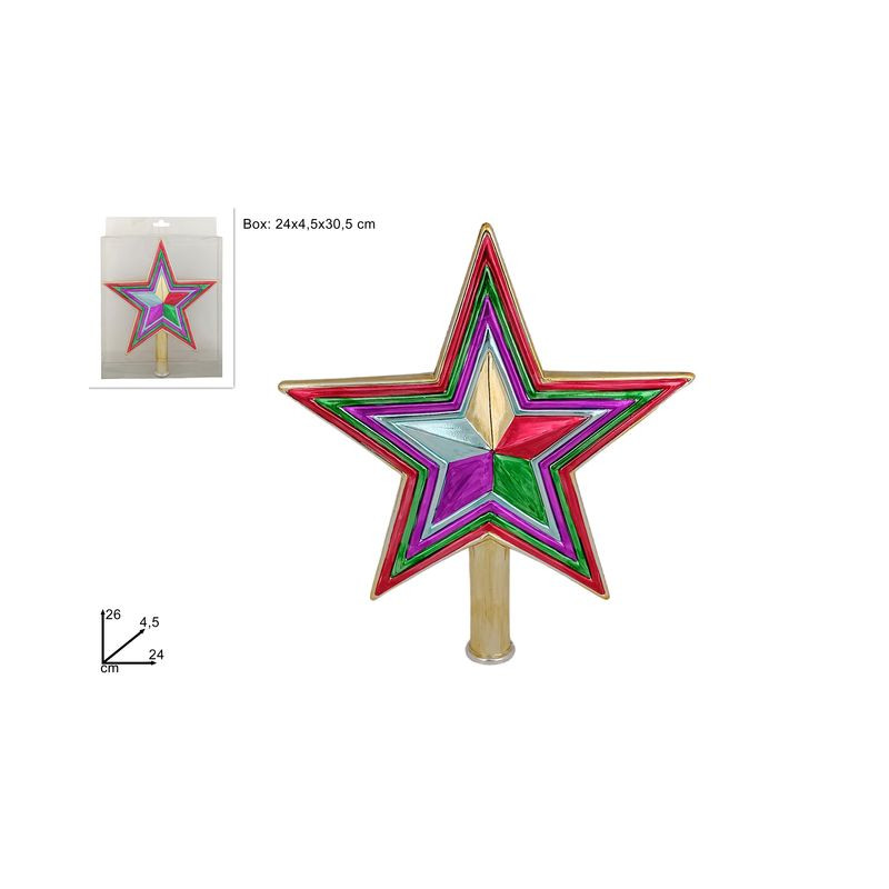 PUNTALE STELLA 24CM ORO MULTICOLOR EAN 8053482286556 INGROSSO PALLINE DI NATALE PUNTALE STELLA 24CM ORO MULTICOLOR EAN 8053482286556 INGROSSO PALLINE DI NATALE