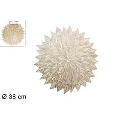 TOVAGLIETTA TONDA DIAM 38CM FOGLIE ORO EAN 8053482337272 INGROSSO TOVAGLIE NATALIZIE