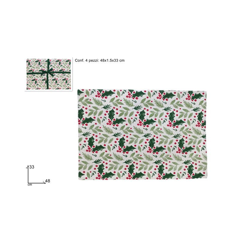 TOVAGLIETTE NATALIZIE COTONE 33x48 PZ.4 EAN 8053482450148 INGROSSO TOVAGLIE NATALIZIE