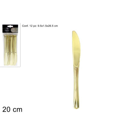 COLTELLI PLASTICA ORO PZ.12 EAN 8053482406336 INGROSSO POSATE NATALIZIE