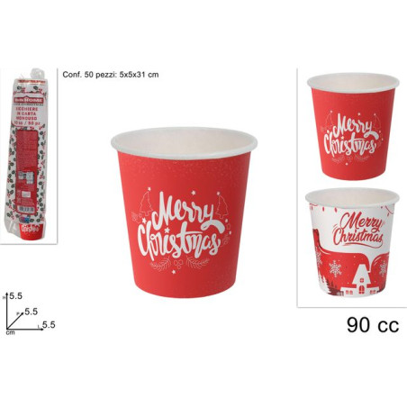 BICCHIERI CARTA CAFFE' 90CC 50PZ NATALIZ EAN 8053482316642 INGROSSO BICCHIERI NATALIZI