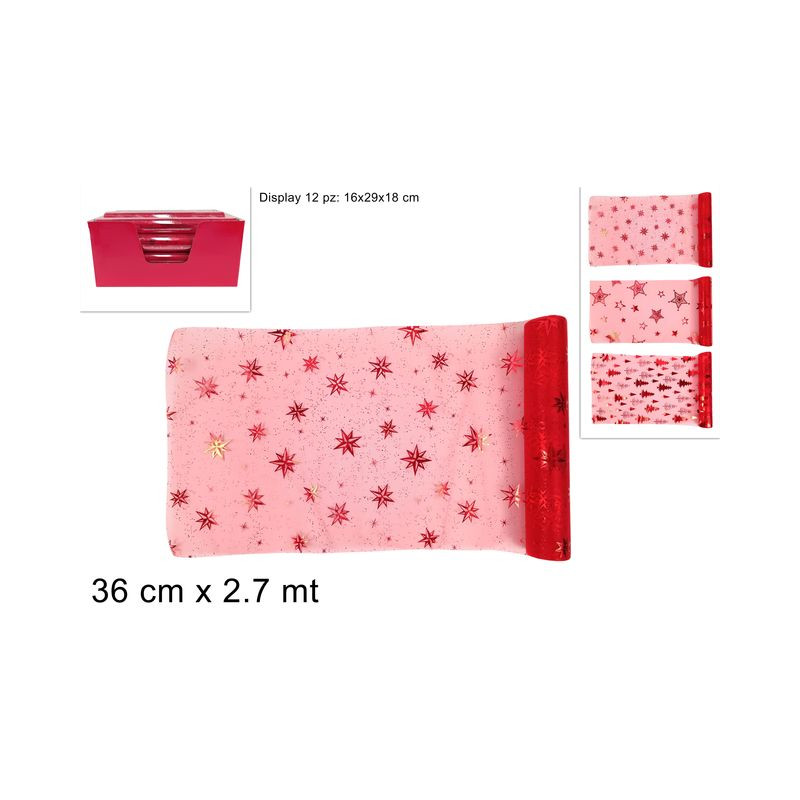 RUNNER ORGANZA 36CMX2,7M C/STELLE ROSSO EAN 8053482370088 INGROSSO ARREDO TAVOLA NATALIZIA RUNNER ORGANZA 36CMX2,7M C/STELLE ROSSO EAN 8053482370088 INGROSSO ARREDO TAVOLA NATALIZIA