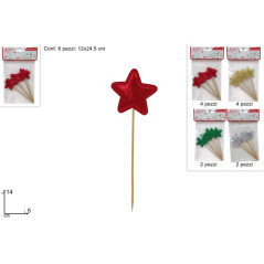 STELLINE DECORATIVE SET 6PZ. COLORI ASS. EAN 8053482468280 INGROSSO CUCINA NATALIZIA