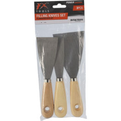 SPATOLA STUCCO 3PZ METALLO MANICO LEGNO EAN 8711295889516 INGROSSO ATTREZZI LAVORO E ACCESSORI