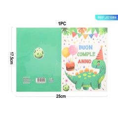 BIGLIETTO AUGURI DINOSAURO 12,5X17,5CM EAN 8058617455425 INGROSSO BIGLIETTI COMPLEANNO