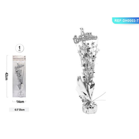 DECORAZIONE COMPLEANNO 35X6,5CM ARGENTO EAN 8058617569535 INGROSSO PALLONCINI COMPLEANNO