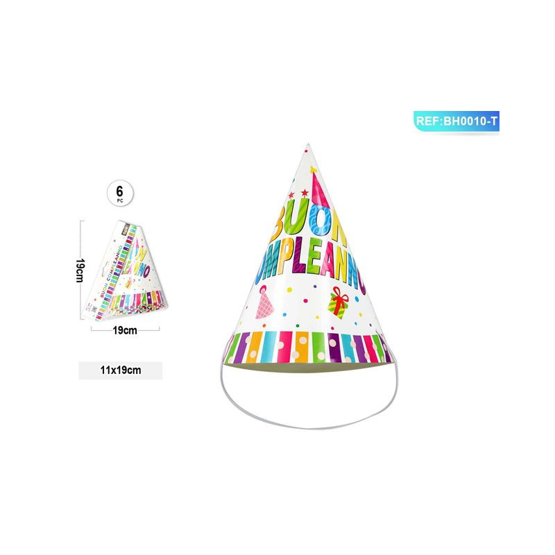 CAPPELLO CONO BUON COMPLEANNO 6PZ EAN 8058617527603 INGROSSO CAPPELLI E CERCHIETTI PER PARTY CAPPELLO CONO BUON COMPLEANNO 6PZ EAN 8058617527603 INGROSSO CAPPELLI E CERCHIETTI PER PARTY