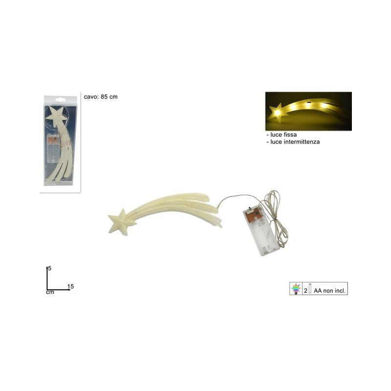 STELLA COMETA FLUOR. 15CM. C/LUCE BATTER EAN 8033113550423 INGROSSO LUCI NATALIZIE