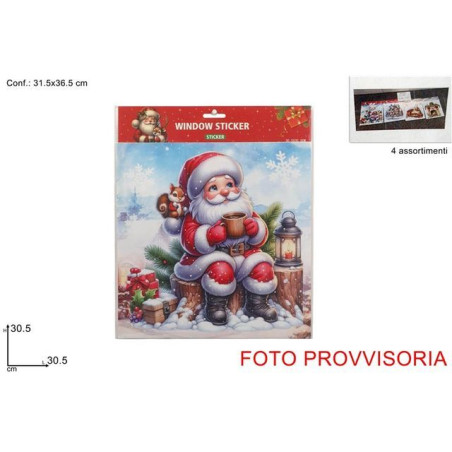 STICKER 30.5X30.5CM C/SCENARI NATAL. 4AS EAN 8053482447186 INGROSSO VETROFANIE