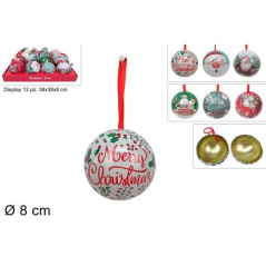 SCATOLA PALLA 8CM IN LATTA ASS EAN 8053482180847 INGROSSO PALLINE DI NATALE