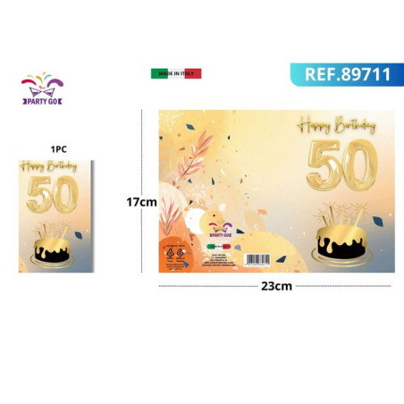BIGLIETTO AUGURI 50 ANNI EAN 8053288689711 INGROSSO BIGLIETTI COMPLEANNO