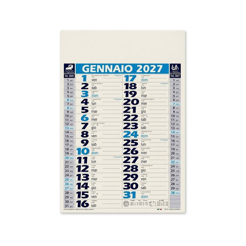 CALENDARIO 28,8X47 TRMS BASIC 2027 ASS. EAN 80010920 INGROSSO AGENDE E CALENDARI CALENDARIO 28,8X47 TRMS BASIC 2027 ASS. EAN 80010920 INGROSSO AGENDE E CALENDARI