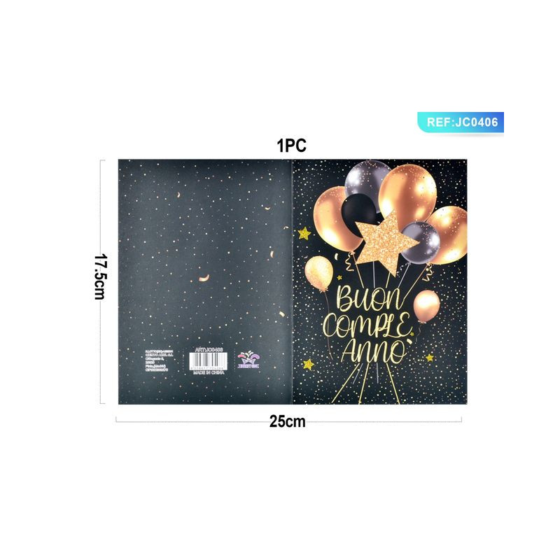 BIGLIETTO AUGURI ORO 12,5X17,5CM JC0406 EAN 8058617704066 INGROSSO BIGLIETTI COMPLEANNO
