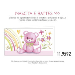 BIGLIETTI BOMBONIERE NASCITA 20P 11.9592 EAN 8001608595921 INGROSSO BIGLIETTI NASCITA