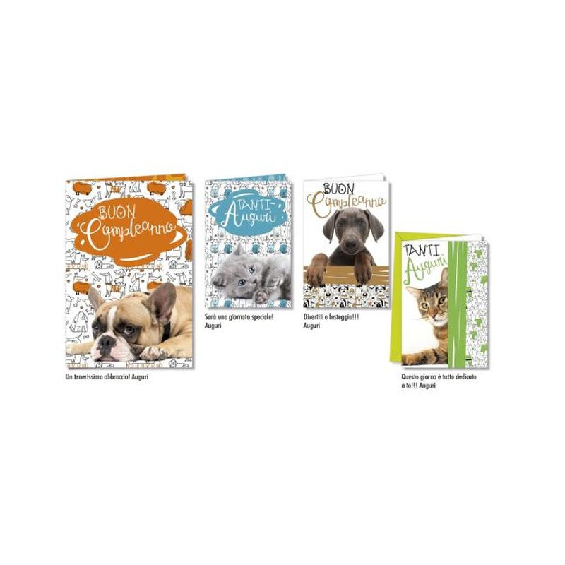 BIGLIETTO CUCCIOLI COMPLEANNO (12) EAN 8001608390557 INGROSSO BIGLIETTI COMPLEANNO