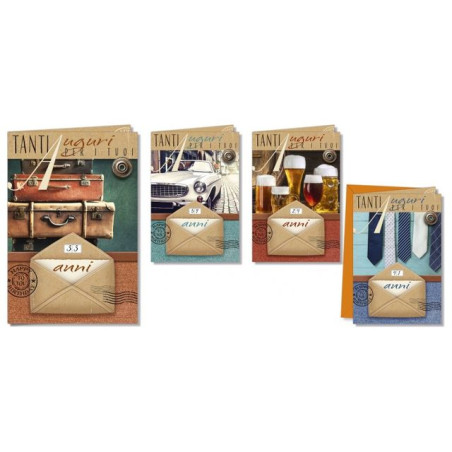 BIGLIETTO COMPLEANNO MASCHILE ROTEL.(12) EAN 8001608390908 INGROSSO BIGLIETTI COMPLEANNO