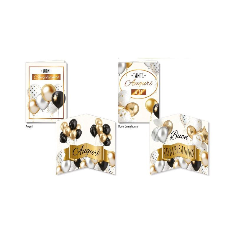 BIGLIETTO COMPLEANNO ORO RILIEVO (12) EAN 8001608399628 INGROSSO BIGLIETTI COMPLEANNO