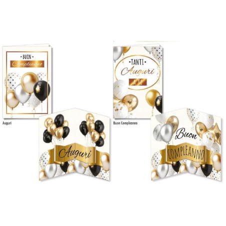 BIGLIETTO COMPLEANNO ORO RILIEVO (12) EAN 8001608399628 INGROSSO BIGLIETTI COMPLEANNO
