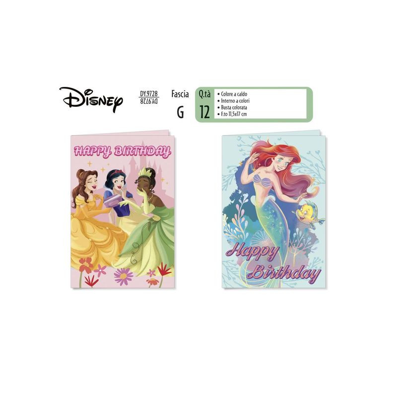 BIGLIETTO PRINCIPESSE (12) EAN 8001608397280 INGROSSO BIGLIETTI COMPLEANNO