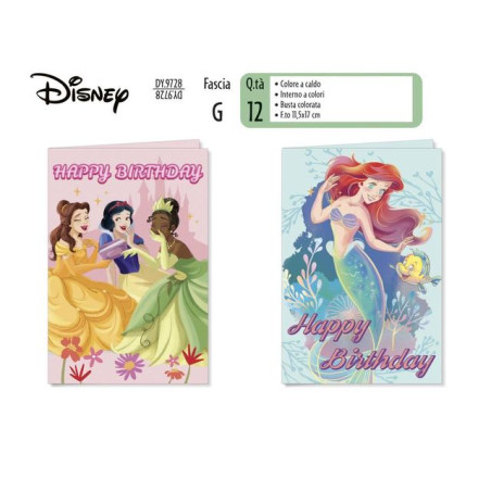 BIGLIETTO PRINCIPESSE (12) EAN 8001608397280 INGROSSO BIGLIETTI COMPLEANNO