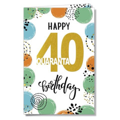BIGLIETTO AUGURI 40 ANNI (12) EAN 8001608390281 INGROSSO BIGLIETTI COMPLEANNO