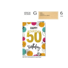 BIGLIETTO AUGURI 50 ANNI (12) EAN 8001608390298 INGROSSO BIGLIETTI COMPLEANNO