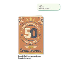 BIGLIETTO AUGURI 50 ANNI (12) EAN 8001608398591 INGROSSO BIGLIETTI COMPLEANNO