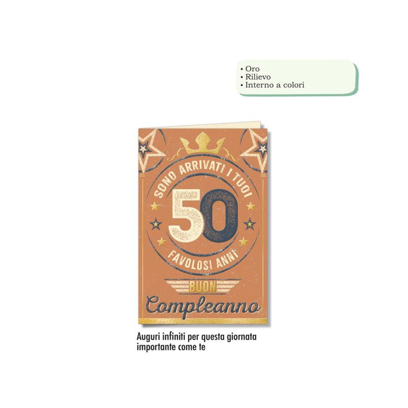 BIGLIETTO AUGURI 50 ANNI (12) EAN 8001608398591 INGROSSO BIGLIETTI COMPLEANNO