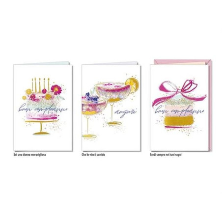 BIGLIETTO AUGURI COMPLEANNO GLITTER (12) EAN 8001608399857 INGROSSO BIGLIETTI COMPLEANNO