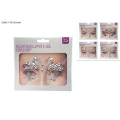 BRILLANTINI STRASS ADESIVI VISO 4 ASS. EAN 8053482417837 INGROSSO SET E ACCESSORI TRAVESTIMENTI