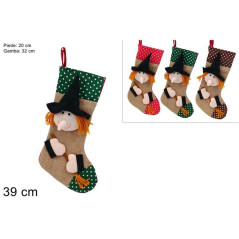 CALZA BEFANA C/VISO MANI TESS. EFF. JUTA EAN 8053482484235 INGROSSO BEFANA