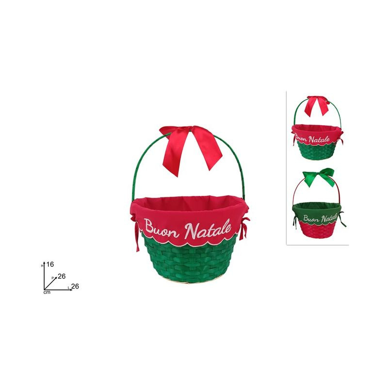 CESTA TONDA 26X16 C/MANICO BUON NATALE EAN 8053482470368 INGROSSO CESTI NATALIZI CESTA TONDA 26X16 C/MANICO BUON NATALE EAN 8053482470368 INGROSSO CESTI NATALIZI