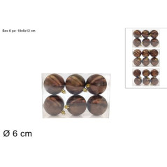 PALLE 6CM 6PZ MARRONE PVC 3ASSORTIMENTI EAN 8053482500973 INGROSSO PALLINE DI NATALE