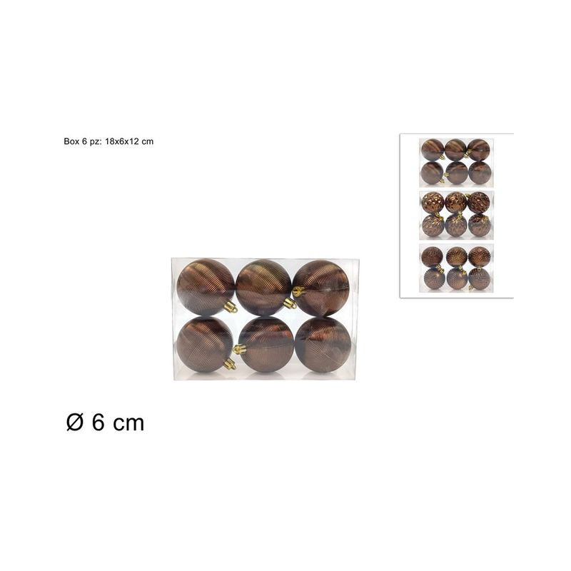 PALLE 6CM 6PZ MARRONE PVC 3ASSORTIMENTI EAN 8053482500973 INGROSSO PALLINE DI NATALE PALLE 6CM 6PZ MARRONE PVC 3ASSORTIMENTI EAN 8053482500973 INGROSSO PALLINE DI NATALE
