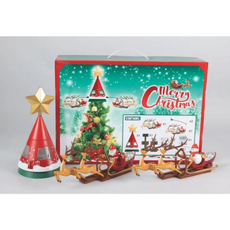 PUNTALE SLITTA CON LUCI E MUSICA EAN 8019959633551 INGROSSO PALLINE DI NATALE E PUNTALI